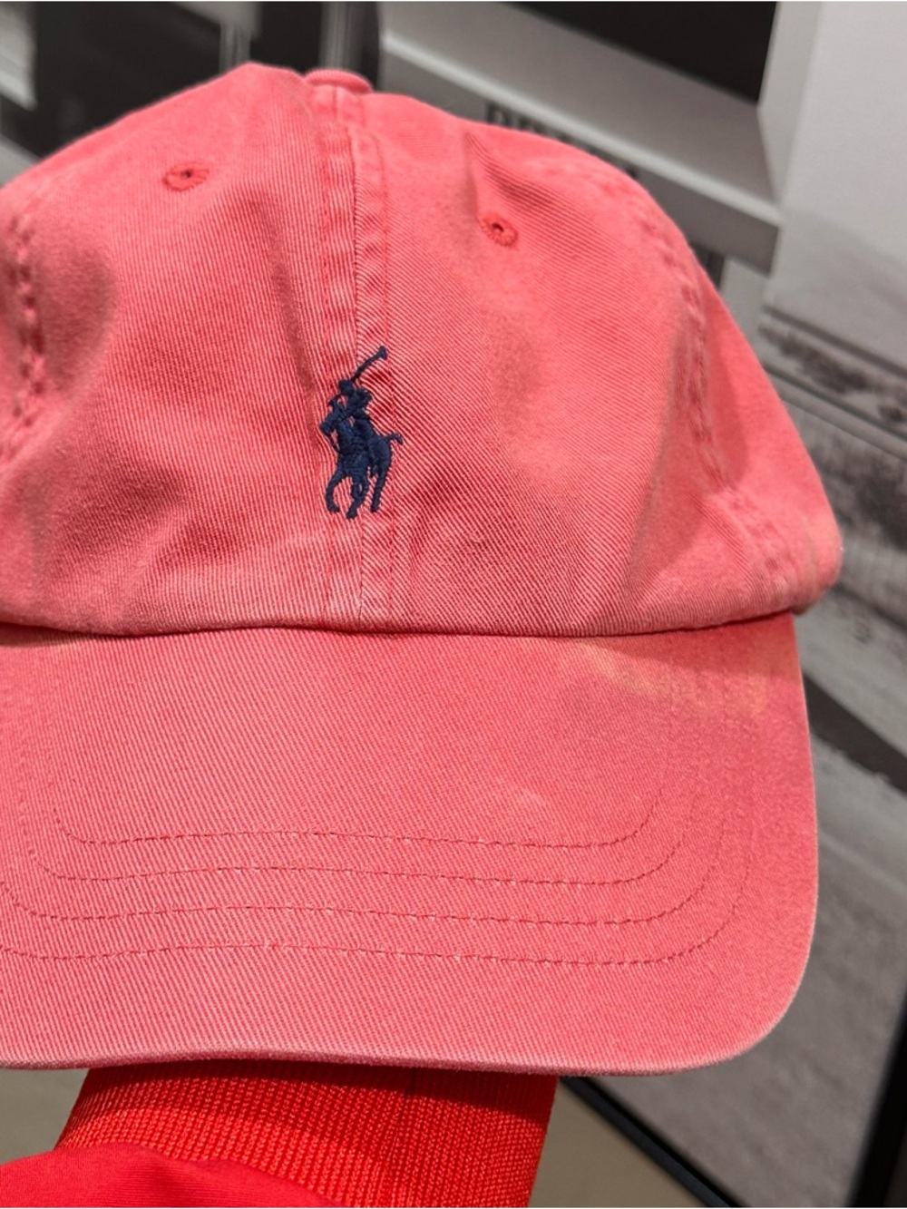 Polo Ralph Lauren Light Red Baseball Cap with Navy Pony - Picture 2 of 8